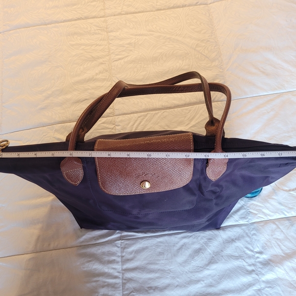 Longchamp Purple Tote with Brown Leather Details - Picture 4 of 16